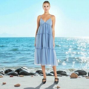 ENGLISH FACTORY TULLE CONTRAST MIDI DRESS SIZE MEDIUM